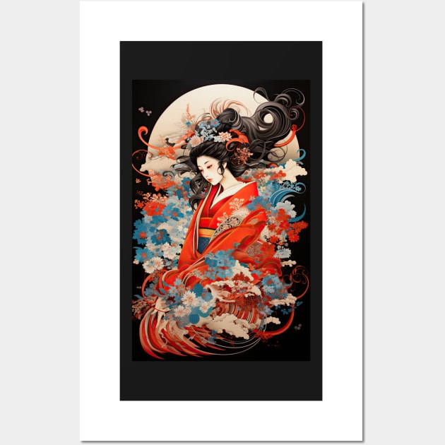 Japanese Princess Vintage Kabuki-style Art Wall Art by kansaikate